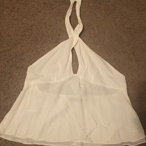Zara size M CREAM keyhole high neck top
